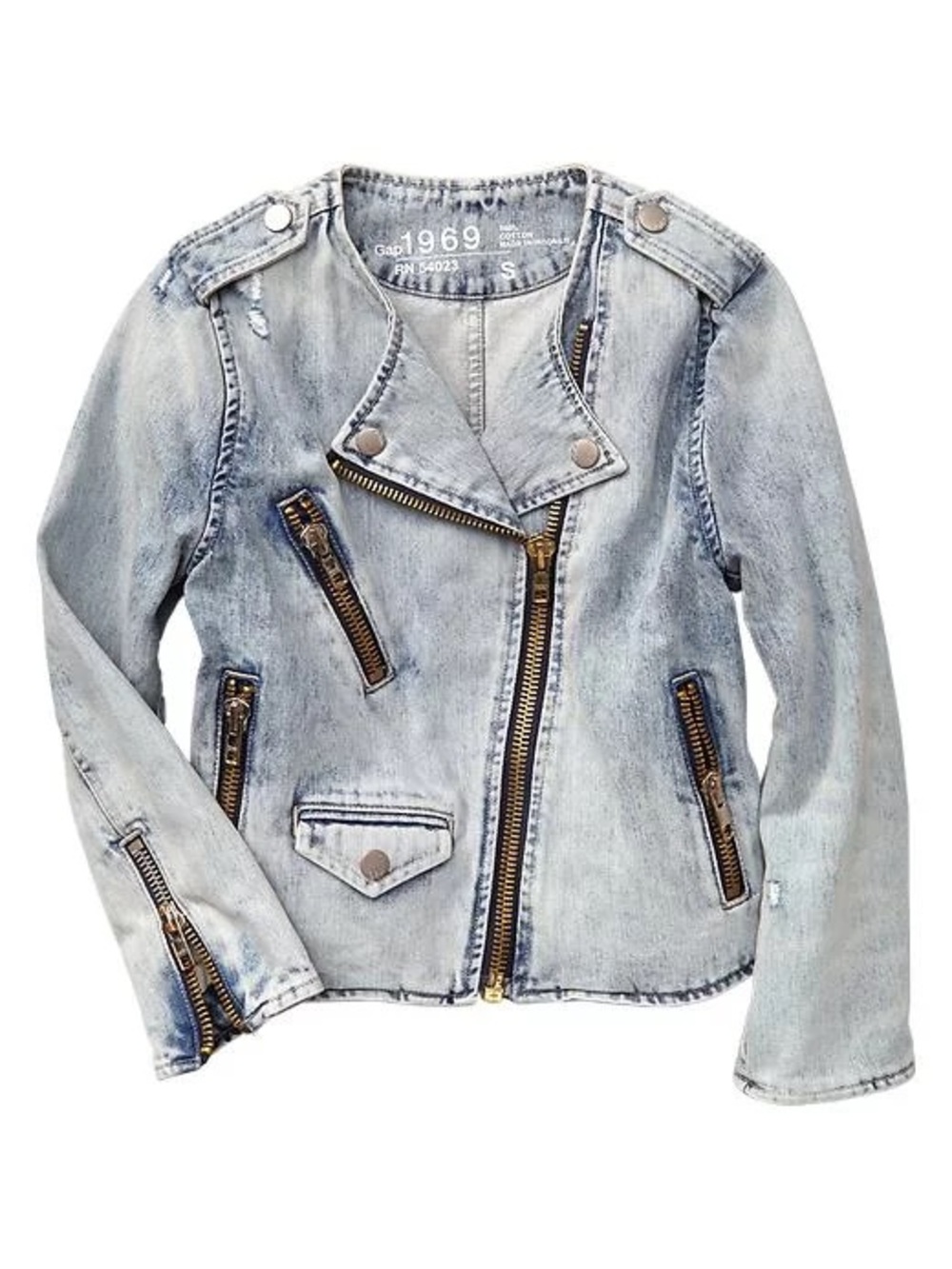 Gap 1969 Lightwash Denim Moto Jacket Cropped 80s Fashion Biker Punk Jean
